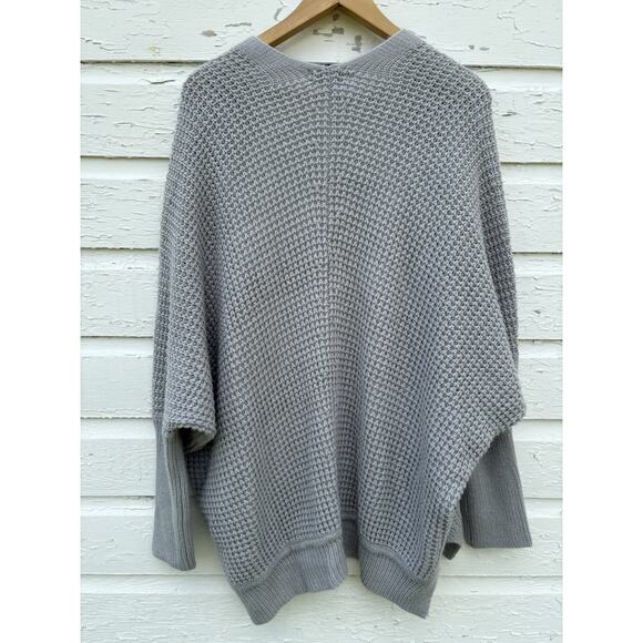 CDM Womens Cardigan Sweater XL Gray Batwing Oversized Layer Waffle Knit Cozy - Picture 3 of 4